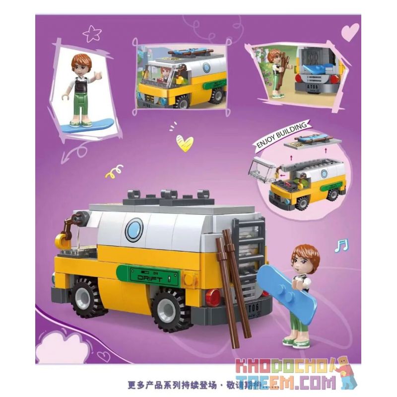 JIESTAR 59233 non  RV BÃI BIỂN bộ đồ chơi xếp lắp ráp ghép mô hình City DREAM TOWN Thành Phố 203 khối