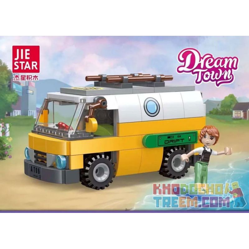 JIESTAR 59233 non  RV BÃI BIỂN bộ đồ chơi xếp lắp ráp ghép mô hình City DREAM TOWN Thành Phố 203 khối