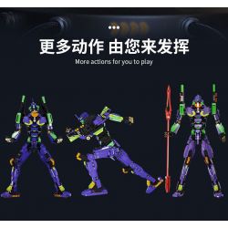 LINGRUI MODEL JIMU LIANGPIN V5013 5013 non  MÁY MÓC HẠNG B CHIẾN BINH HATSUNE EVA bộ đồ chơi xếp lắp ráp ghép mô hình Movie & Game DJ-RAMBO MAN-01 Phim Và Trò Chơi 1889 khối