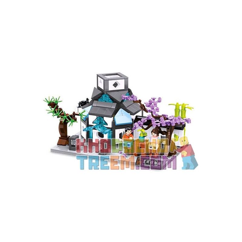 SUZHOU MUSEUM 301058 non  BẢO TÀNG TÔ CHÂU PHÒNG HOA YOURAN bộ đồ chơi xếp lắp ráp ghép mô hình 726 khối