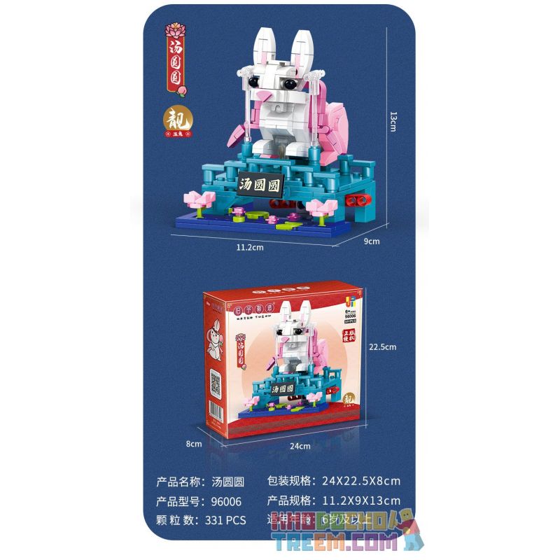 JP 96006 non  THÚ VUI THỜI THƯỢNG CƠM NẮM (THỎ NGỌC) bộ đồ chơi xếp lắp ráp ghép mô hình Creator Sáng Tạo 331 khối