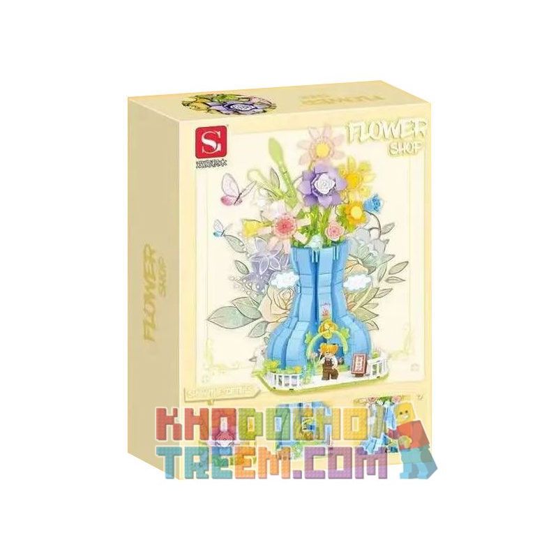 DOUBLE HEIGHT 20803 non  CỬA HÀNG HOA MÂY bộ đồ chơi xếp lắp ráp ghép mô hình FLOWER SHOP 681 khối