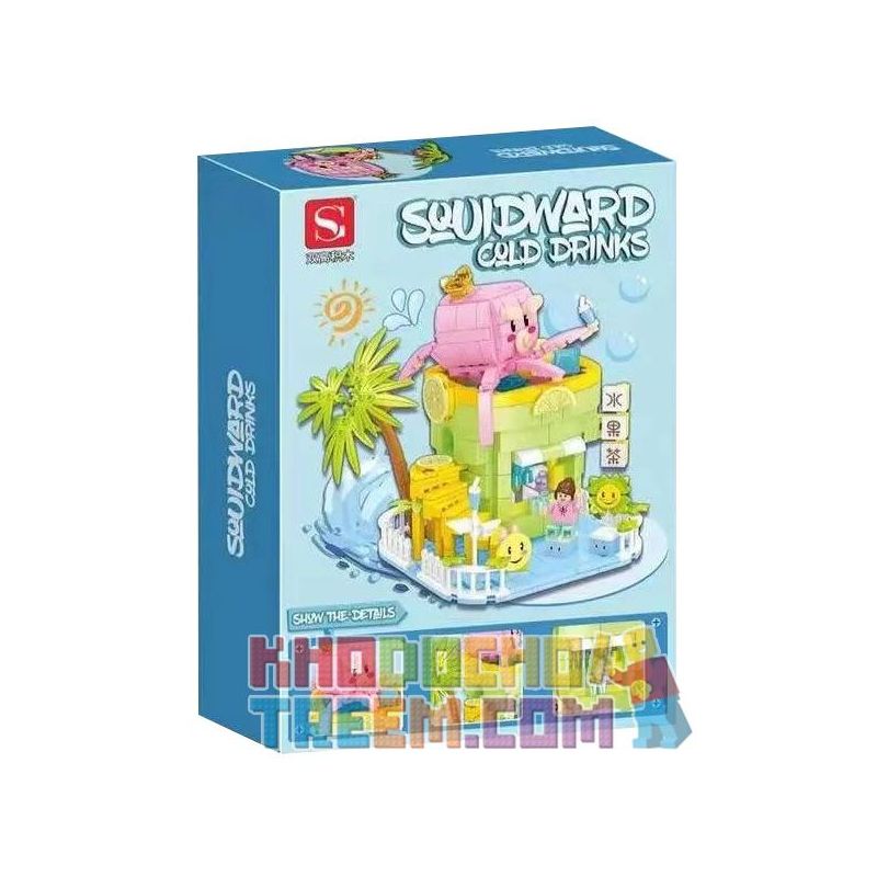 DOUBLE HEIGHT 20802 non  QUÁN NƯỚC GIẢI KHÁT BẠCH TUỘC bộ đồ chơi xếp lắp ráp ghép mô hình SQUIDWARD COLD DRINKS 687 khối