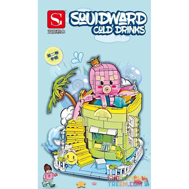 DOUBLE HEIGHT 20802 non  QUÁN NƯỚC GIẢI KHÁT BẠCH TUỘC bộ đồ chơi xếp lắp ráp ghép mô hình SQUIDWARD COLD DRINKS 687 khối