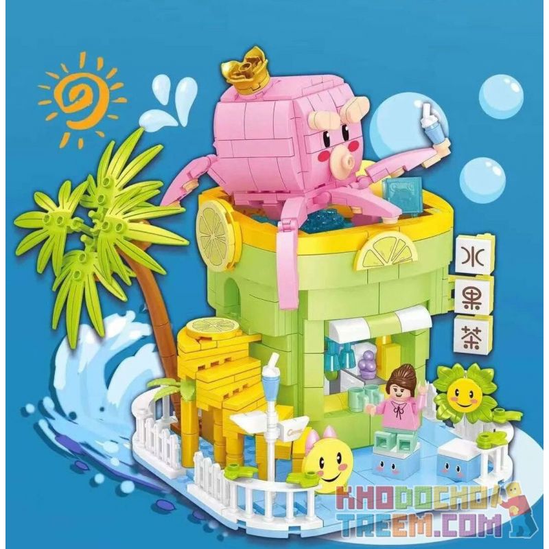 DOUBLE HEIGHT 20802 non  QUÁN NƯỚC GIẢI KHÁT BẠCH TUỘC bộ đồ chơi xếp lắp ráp ghép mô hình SQUIDWARD COLD DRINKS 687 khối