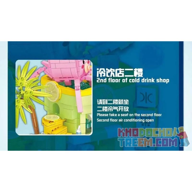 DOUBLE HEIGHT 20802 non  QUÁN NƯỚC GIẢI KHÁT BẠCH TUỘC bộ đồ chơi xếp lắp ráp ghép mô hình SQUIDWARD COLD DRINKS 687 khối