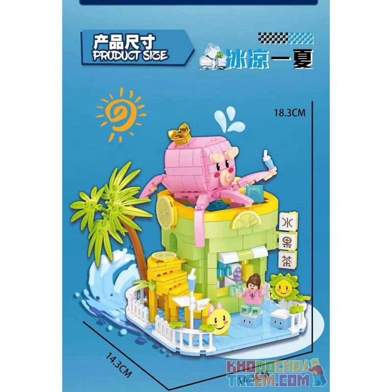 DOUBLE HEIGHT 20802 non  QUÁN NƯỚC GIẢI KHÁT BẠCH TUỘC bộ đồ chơi xếp lắp ráp ghép mô hình SQUIDWARD COLD DRINKS 687 khối