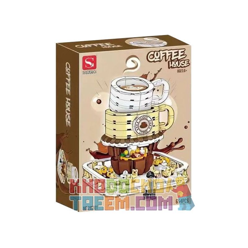 DOUBLE HEIGHT 20801 non Lego TIỆM CÀ PHÊ bộ đồ chơi xếp lắp ráp ghép mô hình COFFEE HOUSE 654 khối