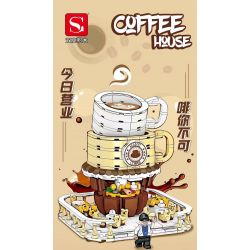 DOUBLE HEIGHT 20801 non  TIỆM CÀ PHÊ bộ đồ chơi xếp lắp ráp ghép mô hình COFFEE HOUSE 654 khối