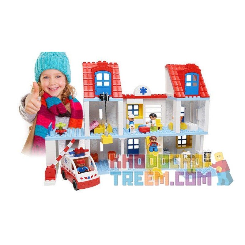 NOT LEGO Duplo 5795 Big City Hospital, Hystoys HongYuanSheng Aoleduotoys HG-1461 Xếp hình Bệnh Viện Trung ương Và Xe Cấp Cứu 127 khối NOT LEGO Duplo 5795 Big City Hospital, Hystoys HongYuanSheng Aoleduotoys HG-1461 Xếp hình Bệnh Viện Trung ương Và Xe Cấp Cứu 127 khối
