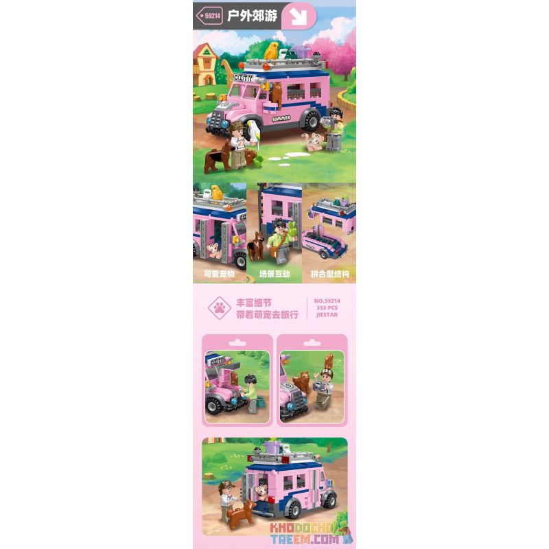 JIESTAR 59214 non  NGOÀI TRỜI ĐI CHƠI bộ đồ chơi xếp lắp ráp ghép mô hình City Thành Phố 353 khối