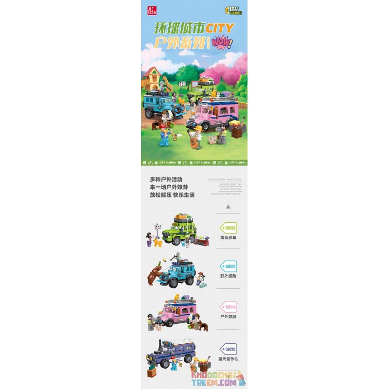 JIESTAR 59213 non  NGOÀI TRỜI CUỘC PHIÊU LƯU HOANG DÃ bộ đồ chơi xếp lắp ráp ghép mô hình City Thành Phố 277 khối