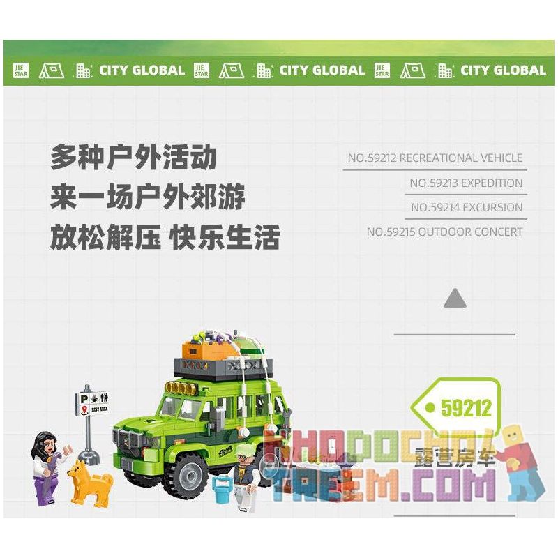 JIESTAR 59213 non  NGOÀI TRỜI CUỘC PHIÊU LƯU HOANG DÃ bộ đồ chơi xếp lắp ráp ghép mô hình City Thành Phố 277 khối