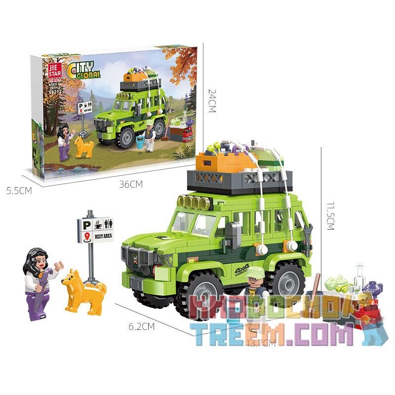 JIESTAR 59212 non Lego NGOÀI TRỜI CẮM TRẠI VÀ RVING bộ đồ chơi xếp lắp ráp ghép mô hình City Thành Phố 297 khối