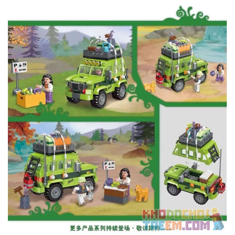 JIESTAR 59212 non  NGOÀI TRỜI CẮM TRẠI VÀ RVING bộ đồ chơi xếp lắp ráp ghép mô hình City Thành Phố 297 khối