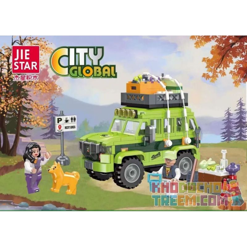 JIESTAR 59212 non  NGOÀI TRỜI CẮM TRẠI VÀ RVING bộ đồ chơi xếp lắp ráp ghép mô hình City Thành Phố 297 khối