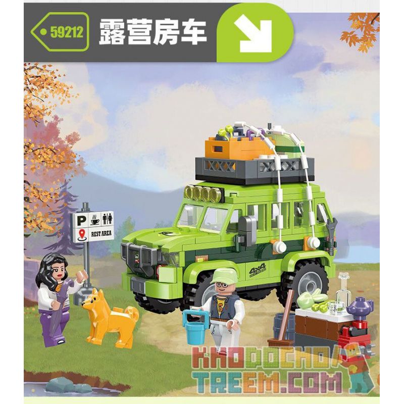 JIESTAR 59212 non  NGOÀI TRỜI CẮM TRẠI VÀ RVING bộ đồ chơi xếp lắp ráp ghép mô hình City Thành Phố 297 khối