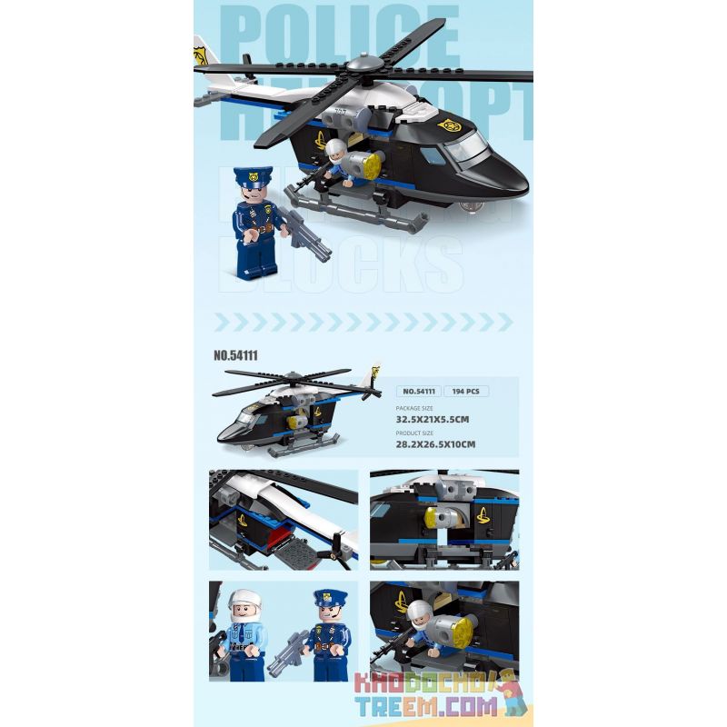 JIESTAR 54111 non  THÀNH PHỐ TOÀN CẦU TRỰC THĂNG SWAT bộ đồ chơi xếp lắp ráp ghép mô hình City POLICE HELICOPTER 194 khối