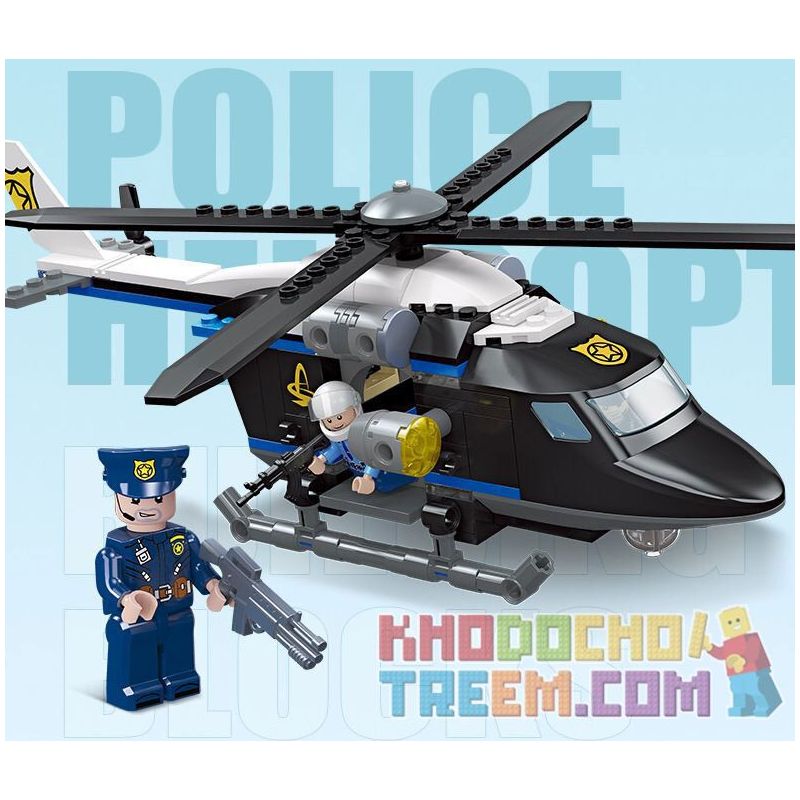 JIESTAR 54111 non  THÀNH PHỐ TOÀN CẦU TRỰC THĂNG SWAT bộ đồ chơi xếp lắp ráp ghép mô hình City POLICE HELICOPTER 194 khối