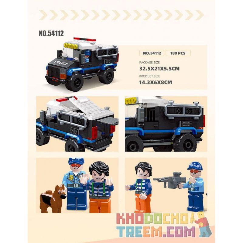 JIESTAR 54110 non  THÀNH PHỐ TOÀN CẦU XE HỘ TỐNG bộ đồ chơi xếp lắp ráp ghép mô hình City ESCORT VEHICLE 204 khối