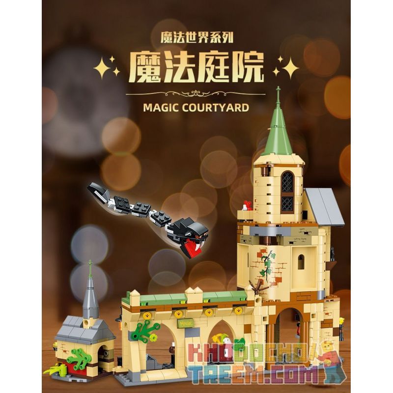 JIESTAR JJ9024 9024 non  SÂN TRƯỜNG HOGWARTS bộ đồ chơi xếp lắp ráp ghép mô hình Harry Potter MAGIC COURTYARD Chú Bé Phù Thủy 540 khối