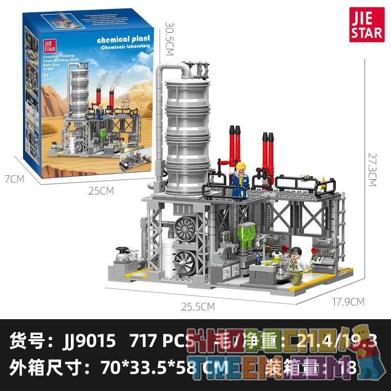 JIESTAR JJ9015 9015 non  NHÀ MÁY HÓA CHẤT PHÒNG THÍ NGHIỆM KHÍ ĐỐT TỰ NHIÊN bộ đồ chơi xếp lắp ráp ghép mô hình City CHEMICAL PLANT CHEMICALS LABORATORY Thành Phố 717 khối