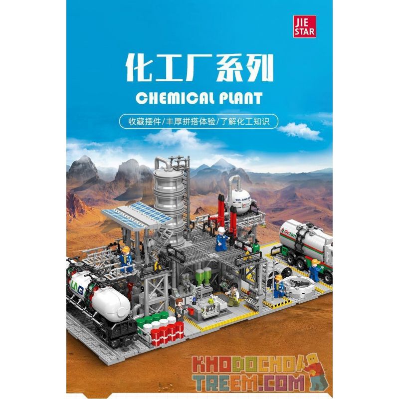 JIESTAR JJ9015 9015 non  NHÀ MÁY HÓA CHẤT PHÒNG THÍ NGHIỆM KHÍ ĐỐT TỰ NHIÊN bộ đồ chơi xếp lắp ráp ghép mô hình City CHEMICAL PLANT CHEMICALS LABORATORY Thành Phố 717 khối
