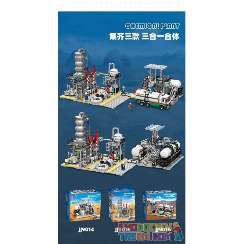JIESTAR JJ9015 9015 non  NHÀ MÁY HÓA CHẤT PHÒNG THÍ NGHIỆM KHÍ ĐỐT TỰ NHIÊN bộ đồ chơi xếp lắp ráp ghép mô hình City CHEMICAL PLANT CHEMICALS LABORATORY Thành Phố 717 khối