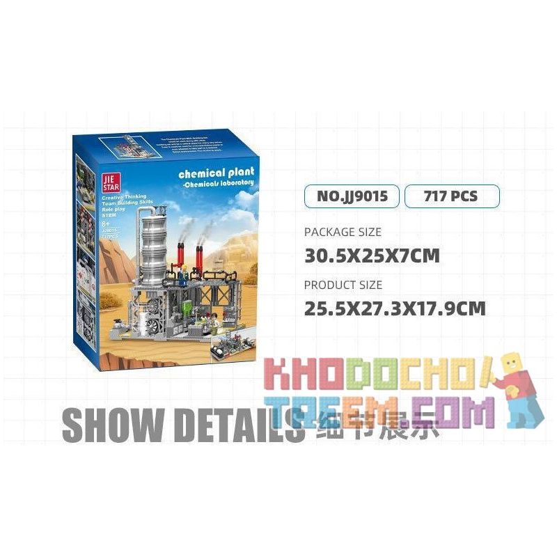 JIESTAR JJ9015 9015 non  NHÀ MÁY HÓA CHẤT PHÒNG THÍ NGHIỆM KHÍ ĐỐT TỰ NHIÊN bộ đồ chơi xếp lắp ráp ghép mô hình City CHEMICAL PLANT CHEMICALS LABORATORY Thành Phố 717 khối