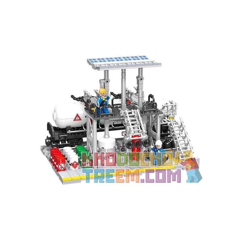 JIESTAR JJ9014 9014 non Lego NHÀ MÁY HÓA CHẤT TRUNG TÂM LƯU TRỮ KHÍ ĐỐT TỰ NHIÊN bộ đồ chơi xếp lắp ráp ghép mô hình City CHEMICAL PLANT NATURAL GAS STORAGE CENTER Thành Phố 704 khối