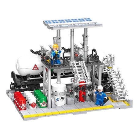 JIESTAR JJ9014 9014 non  NHÀ MÁY HÓA CHẤT TRUNG TÂM LƯU TRỮ KHÍ ĐỐT TỰ NHIÊN bộ đồ chơi xếp lắp ráp ghép mô hình City CHEMICAL PLANT NATURAL GAS STORAGE CENTER Thành Phố 704 khối