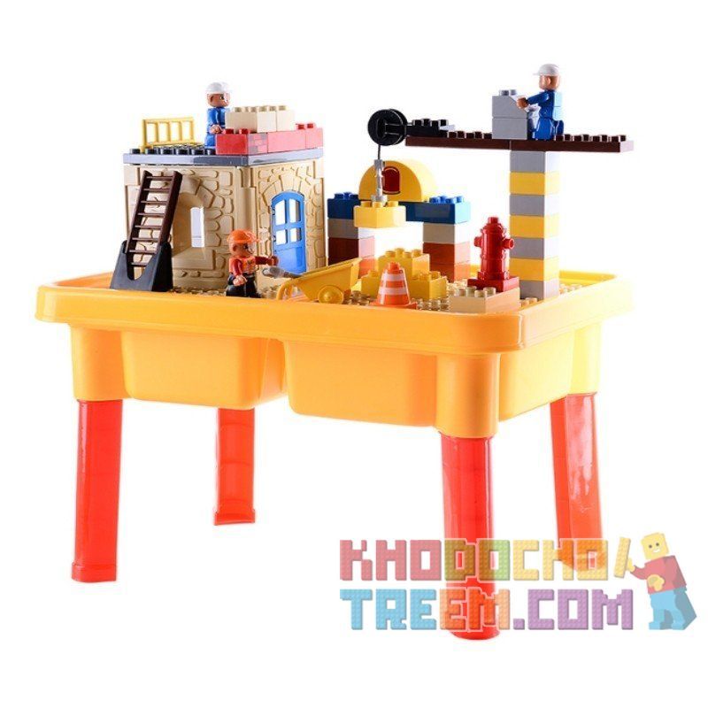 Hystoys HongYuanSheng Aoleduotoys HG-1481 Xếp hình kiểu LEGO Duplo Construction Site công trường xây dựng có bàn hộp 56 khối Hystoys HongYuanSheng Aoleduotoys HG-1481 Xếp hình kiểu LEGO Duplo Construction Site công trường xây dựng có bàn hộp 56 khối