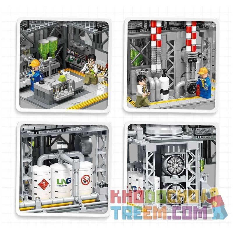 JIESTAR JJ9014 9014 non  NHÀ MÁY HÓA CHẤT TRUNG TÂM LƯU TRỮ KHÍ ĐỐT TỰ NHIÊN bộ đồ chơi xếp lắp ráp ghép mô hình City CHEMICAL PLANT NATURAL GAS STORAGE CENTER Thành Phố 704 khối