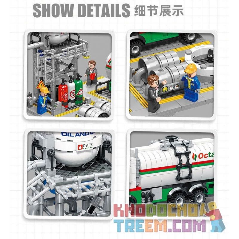 JIESTAR JJ9014 9014 non  NHÀ MÁY HÓA CHẤT TRUNG TÂM LƯU TRỮ KHÍ ĐỐT TỰ NHIÊN bộ đồ chơi xếp lắp ráp ghép mô hình City CHEMICAL PLANT NATURAL GAS STORAGE CENTER Thành Phố 704 khối