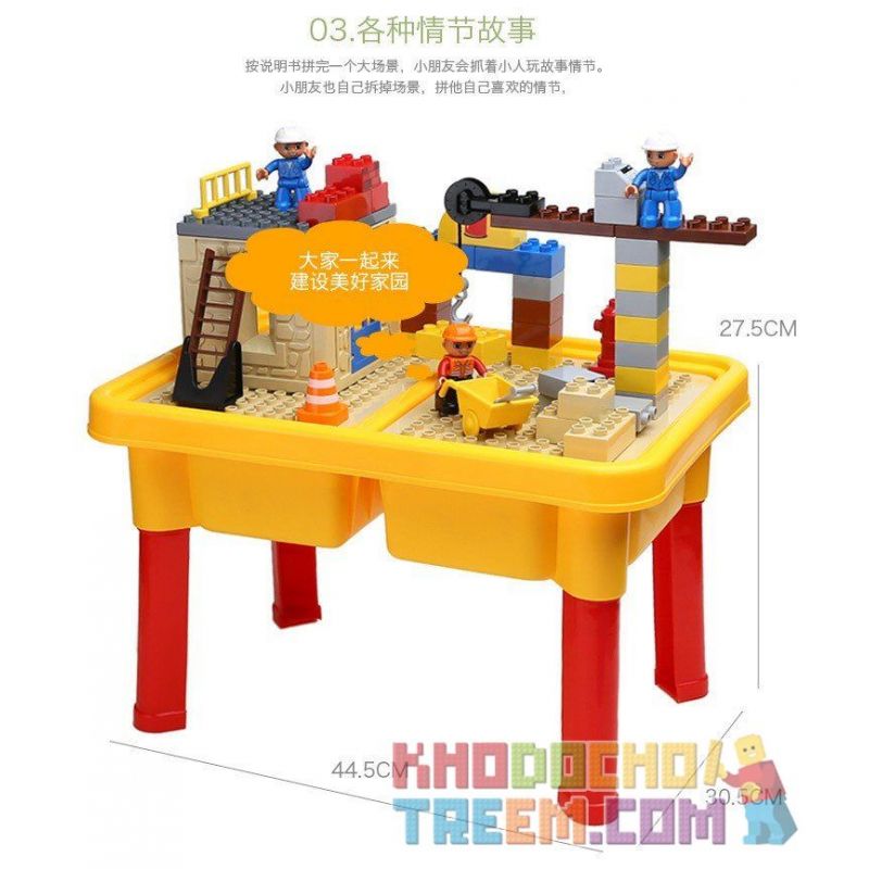 HYSTOYS HONGYUANSHENG AOLEDUOTOYS HG-1481 1481 HG1481 Xếp hình kiểu    Construction Site Công Trường Xây Dựng Có Bàn Hộp 56 khối