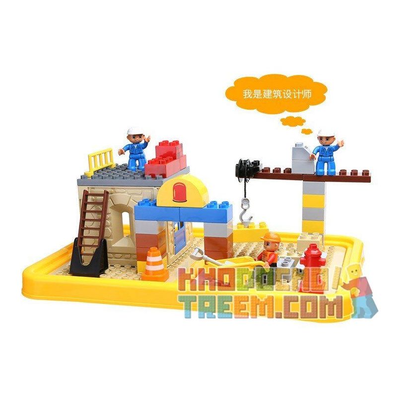 HYSTOYS HONGYUANSHENG AOLEDUOTOYS HG-1481 1481 HG1481 Xếp hình kiểu    Construction Site Công Trường Xây Dựng Có Bàn Hộp 56 khối