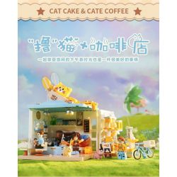 DECOOL BRICKCOOL 88006 non  QUÁN CÀ PHÊ MÈO bộ đồ chơi xếp lắp ráp ghép mô hình CUTE PET COFFEE SHOP