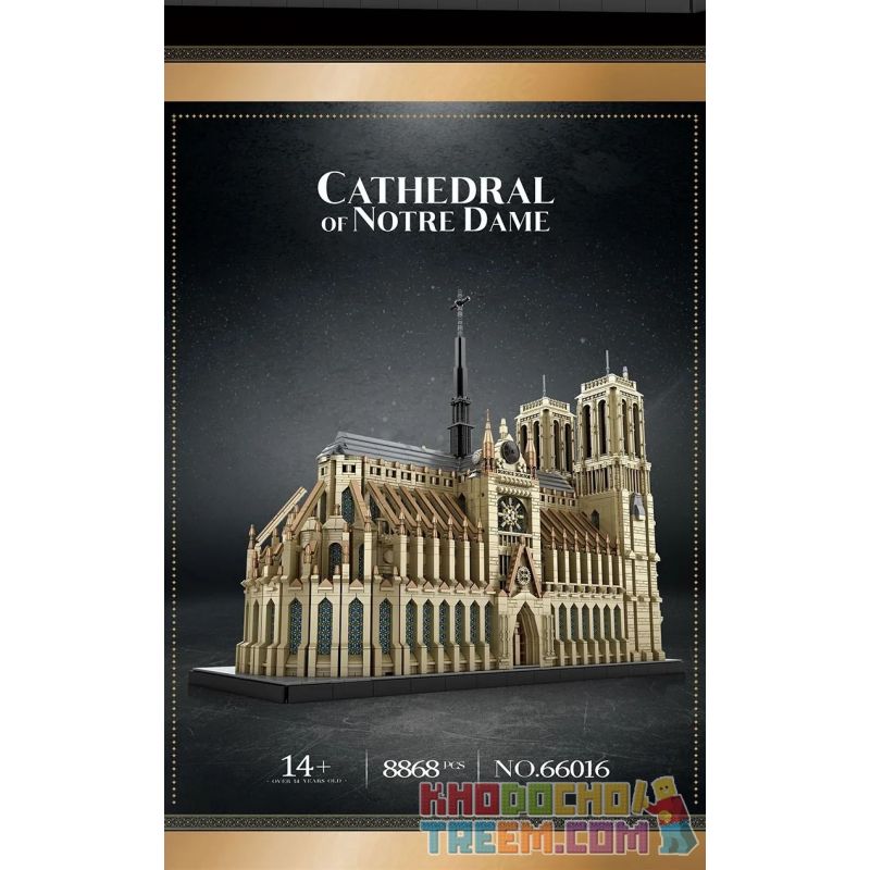 REOBRIX 66016 non  NHÀ THỜ ĐỨC BÀ PARIS bộ đồ chơi xếp lắp ráp ghép mô hình Creator CATHEDRAL OF NOTRE-DAME Sáng Tạo 8868 khối
