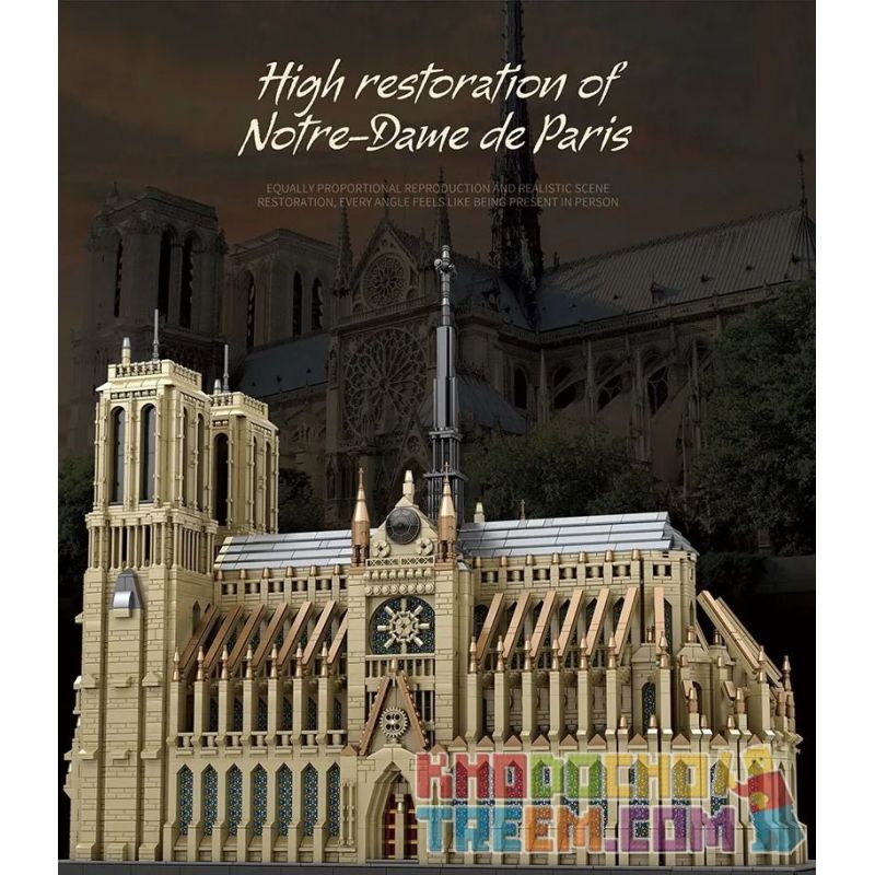REOBRIX 66016 non  NHÀ THỜ ĐỨC BÀ PARIS bộ đồ chơi xếp lắp ráp ghép mô hình Creator CATHEDRAL OF NOTRE-DAME Sáng Tạo 8868 khối