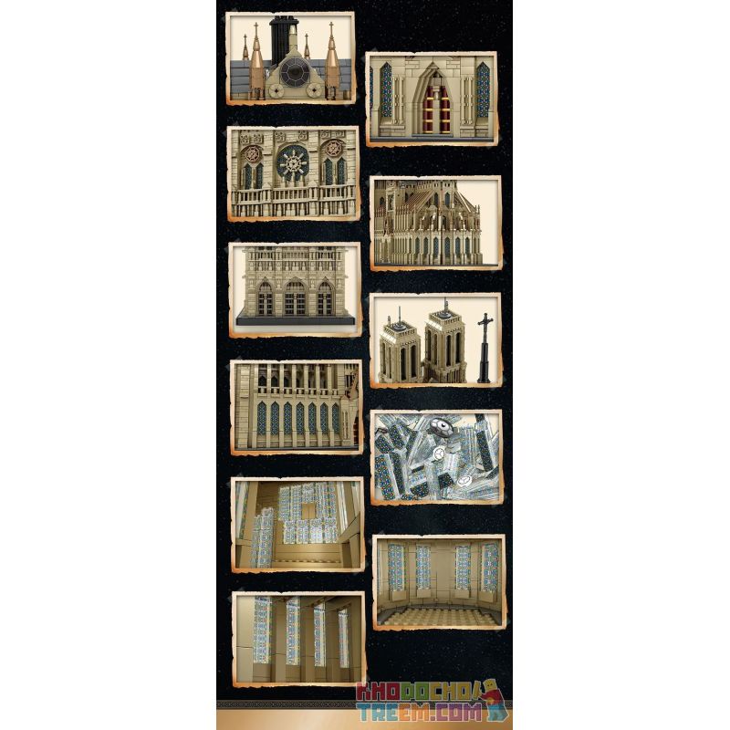 REOBRIX 66016 non  NHÀ THỜ ĐỨC BÀ PARIS bộ đồ chơi xếp lắp ráp ghép mô hình Creator CATHEDRAL OF NOTRE-DAME Sáng Tạo 8868 khối