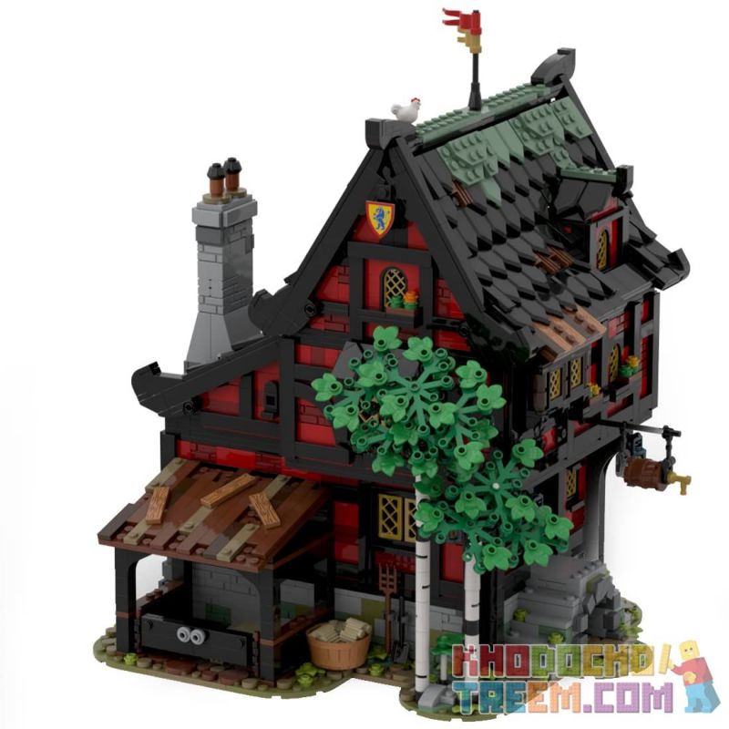 REBRICKABLE MOC-111710 111710 MOC111710 REOBRIX 66017 non  NHÀ TRỌ THẬP TỰ CHINH bộ đồ chơi xếp lắp ráp ghép mô hình Medieval Castle MEDIEVAL TAVERN THE CRUSADER'S INN Chiến Tranh Trung Cổ 3214 khối