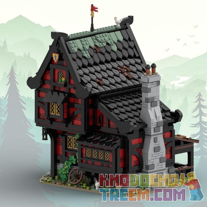 REBRICKABLE MOC-111710 111710 MOC111710 REOBRIX 66017 non  NHÀ TRỌ THẬP TỰ CHINH bộ đồ chơi xếp lắp ráp ghép mô hình Medieval Castle MEDIEVAL TAVERN THE CRUSADER'S INN Chiến Tranh Trung Cổ 3214 khối