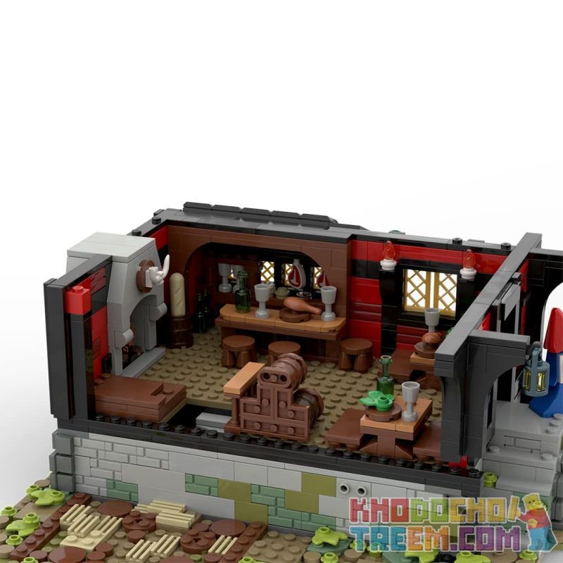 REBRICKABLE MOC-111710 111710 MOC111710 REOBRIX 66017 non  NHÀ TRỌ THẬP TỰ CHINH bộ đồ chơi xếp lắp ráp ghép mô hình Medieval Castle MEDIEVAL TAVERN THE CRUSADER'S INN Chiến Tranh Trung Cổ 3214 khối