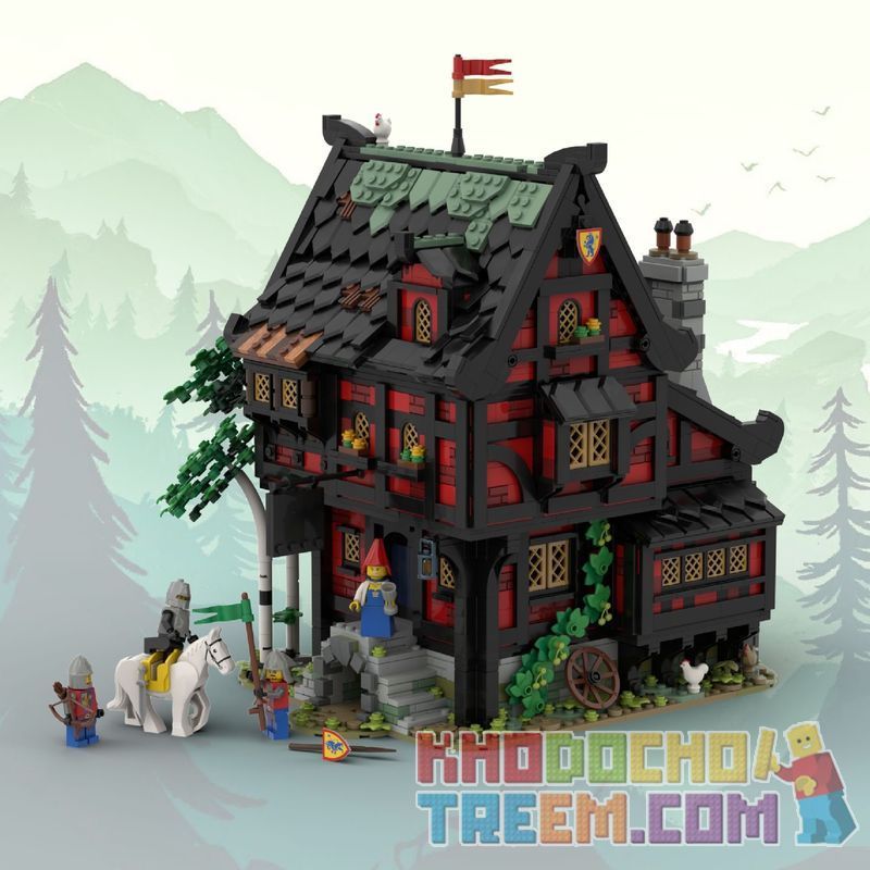 REBRICKABLE MOC-111710 111710 MOC111710 REOBRIX 66017 non  NHÀ TRỌ THẬP TỰ CHINH bộ đồ chơi xếp lắp ráp ghép mô hình Medieval Castle MEDIEVAL TAVERN THE CRUSADER'S INN Chiến Tranh Trung Cổ 3214 khối
