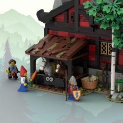 REBRICKABLE MOC-111710 111710 MOC111710 REOBRIX 66017 non  NHÀ TRỌ THẬP TỰ CHINH bộ đồ chơi xếp lắp ráp ghép mô hình Medieval Castle MEDIEVAL TAVERN THE CRUSADER'S INN Chiến Tranh Trung Cổ 3214 khối