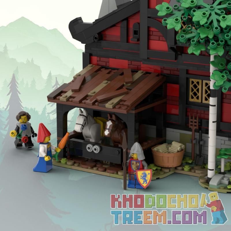 REBRICKABLE MOC-111710 111710 MOC111710 REOBRIX 66017 non  NHÀ TRỌ THẬP TỰ CHINH bộ đồ chơi xếp lắp ráp ghép mô hình Medieval Castle MEDIEVAL TAVERN THE CRUSADER'S INN Chiến Tranh Trung Cổ 3214 khối