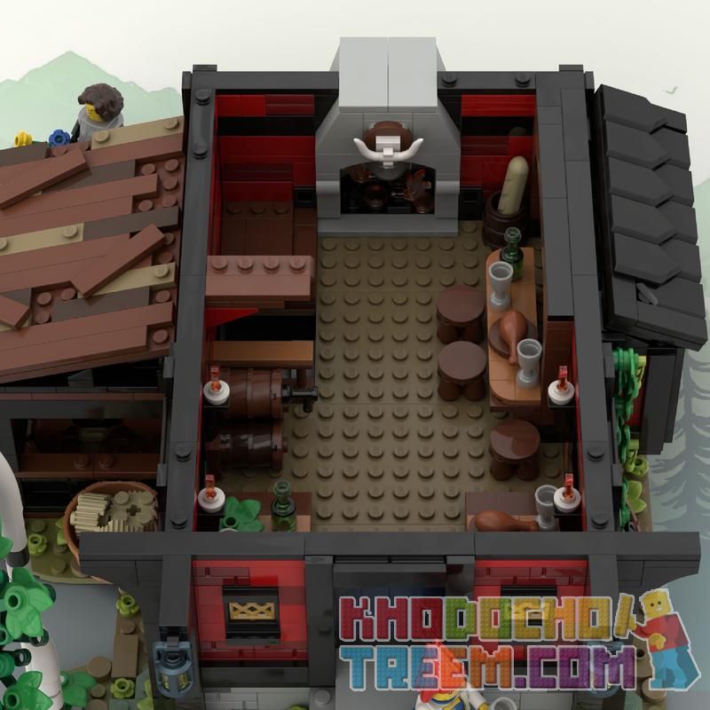 REBRICKABLE MOC-111710 111710 MOC111710 REOBRIX 66017 non  NHÀ TRỌ THẬP TỰ CHINH bộ đồ chơi xếp lắp ráp ghép mô hình Medieval Castle MEDIEVAL TAVERN THE CRUSADER'S INN Chiến Tranh Trung Cổ 3214 khối