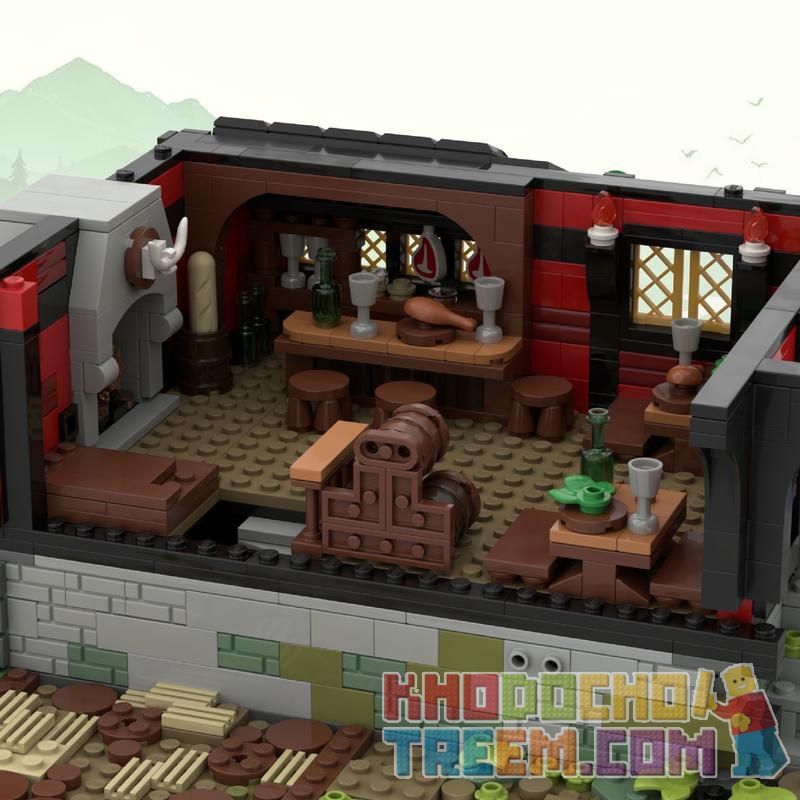 REBRICKABLE MOC-111710 111710 MOC111710 REOBRIX 66017 non  NHÀ TRỌ THẬP TỰ CHINH bộ đồ chơi xếp lắp ráp ghép mô hình Medieval Castle MEDIEVAL TAVERN THE CRUSADER'S INN Chiến Tranh Trung Cổ 3214 khối