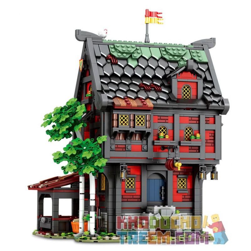 REBRICKABLE MOC-111710 111710 MOC111710 REOBRIX 66017 non  NHÀ TRỌ THẬP TỰ CHINH bộ đồ chơi xếp lắp ráp ghép mô hình Medieval Castle MEDIEVAL TAVERN THE CRUSADER'S INN Chiến Tranh Trung Cổ 3214 khối