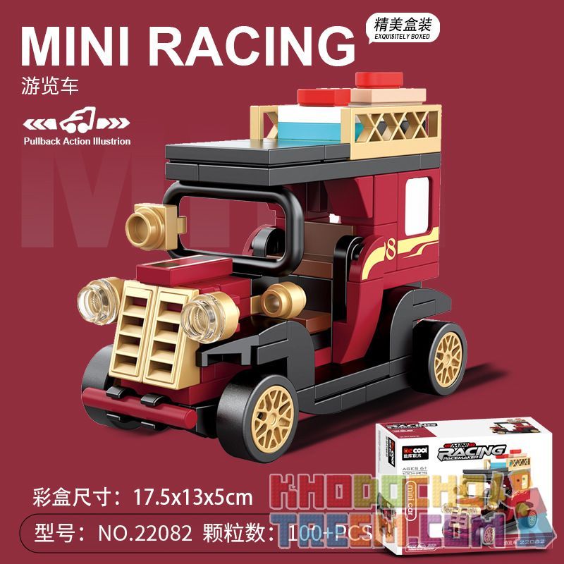 DECOOL BRICKCOOL 22082 non  XE KÉO LÙI DU LỊCH bộ đồ chơi xếp lắp ráp ghép mô hình Racers Đua Tốc Độ 100 khối